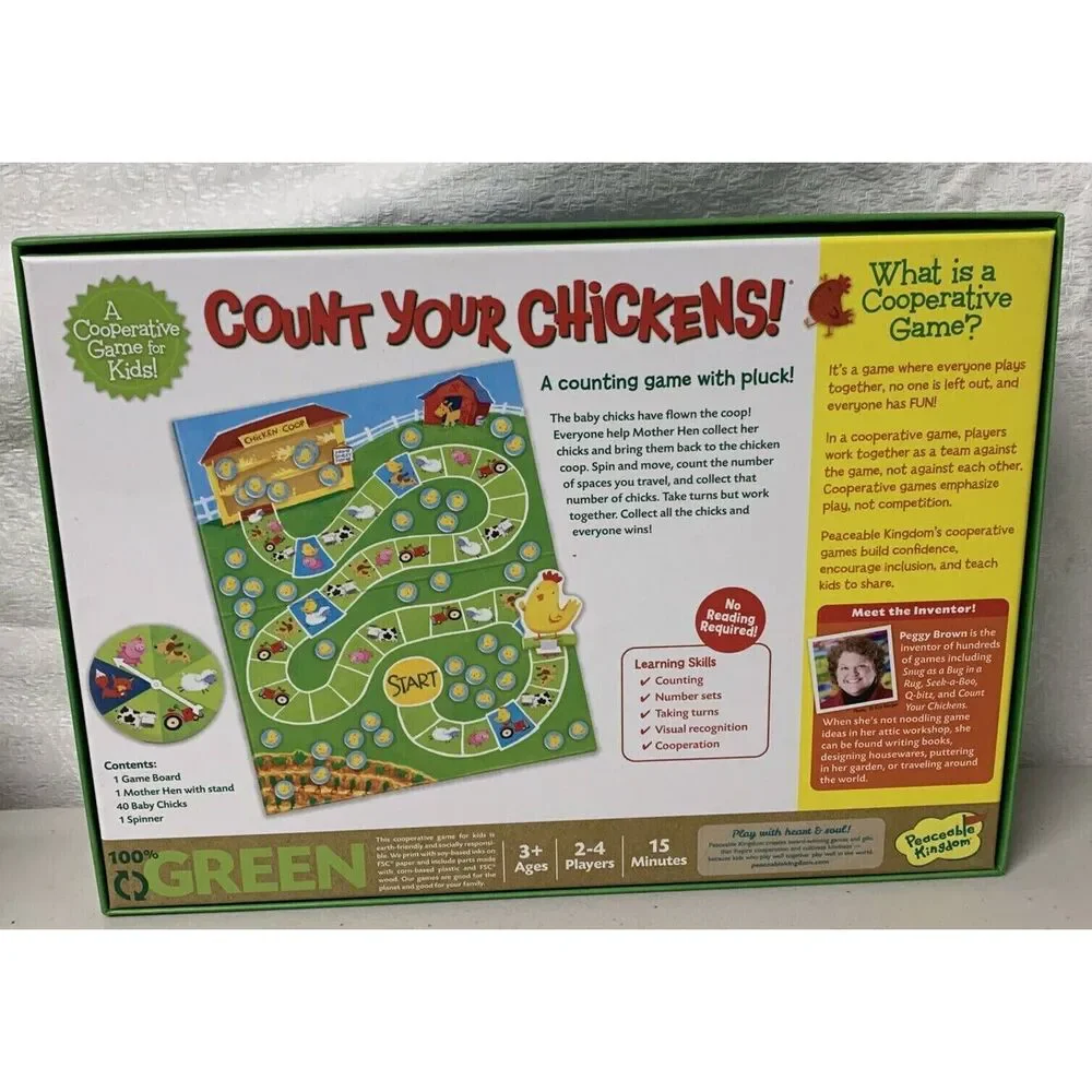 Count Your Chickens Board Game Peaceable Kingdom Cooperative Game for Kids